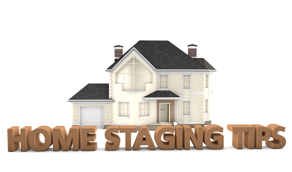 Picture of a home with home staging tips written across it