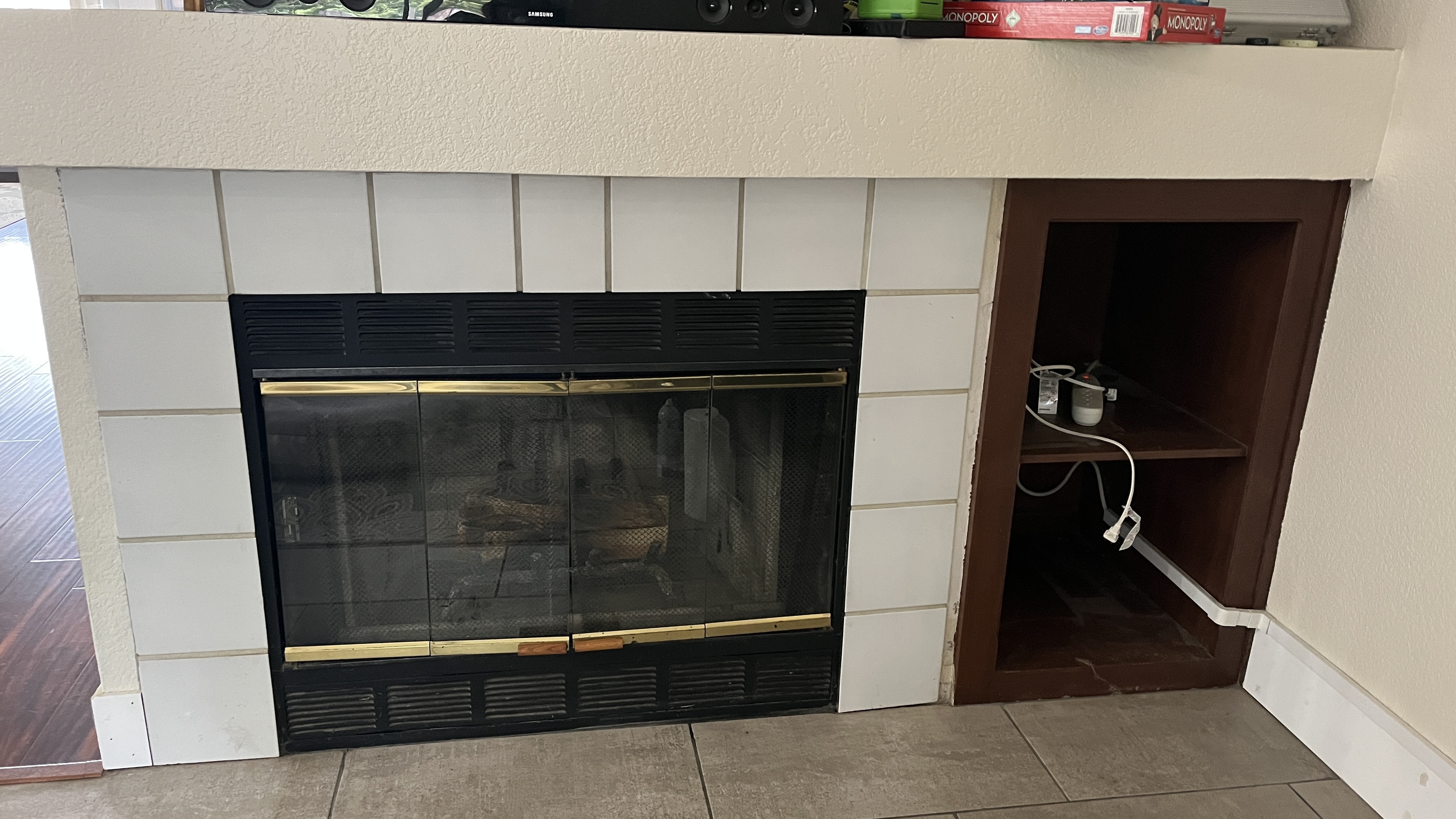 before picture of old fireplace